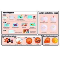 Kit d'art marbré magique pour Halloween, lanterne citrouille DIY, peinture à l'eau pour enfants