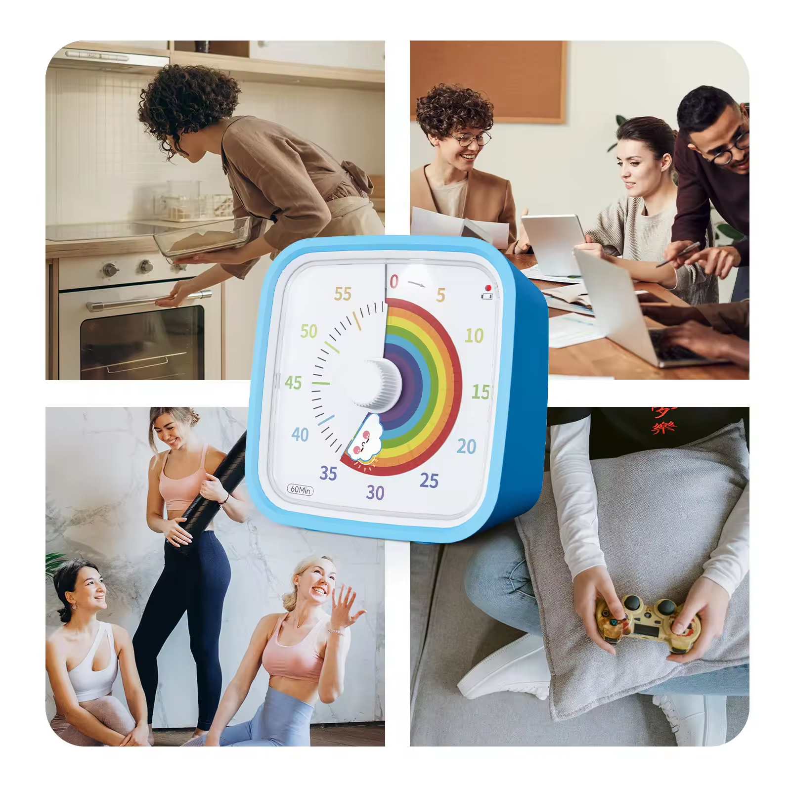 Visual Timer Clock Yunbaoit OEM Child Time Management Pomodoro Kitchen Timer Countdown Productivity Study Visual Timer for Kids