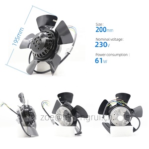 Ventilateur axial de refroidissement pour armoire électrique ebmpapst A2E200-AF02-01 M2E068-CA 230V AC 50W 2740RPM 0.24A - Product Image 2