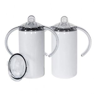 Vaso Térmico Infantil de Acero Inoxidable de Doble Pared y 12 oz, Recto, Blanco, con Tapa Doble, para Sublimación DIY - Product Image 1