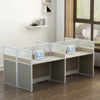 Poste de travail de bureau moderne avec cloison, blanc, réglable, 4/6 places, pour personnel, avec séparateur d'intimité