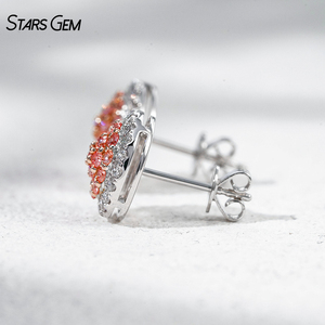 ต่างหูแบบ Halo ประดับเพชร Starsgem น้ำหนักรวม 0.954 กะรัต ทองคำแท้ 10K สีชมพู เพชรทรงกลมเจียระไนแบบ Brilliant Cut เพชรเลี้ยงในห้องปฏิบัติการ เกรด DEF VS - Product Image 4