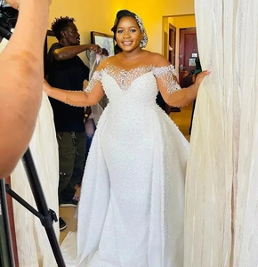 <span class=keywords><strong>Robe</strong></span> de mariée luxueuse Mumuleo Aso Ebi avec perles, 2024, avec jupon, <span class=keywords><strong>robe</strong></span> à manches longues, grande taille, robes de mariée - Product Image 2