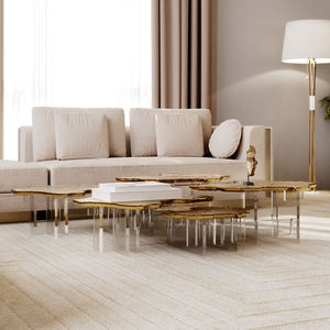 Nuevo diseño, mesa de centro con acabado texturizado único y moderno, mesa central superior de latón para sala de estar de moda, Hotel, Villa, apartamento - Product Image 5