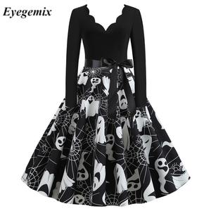 Abito autunnale a maniche lunghe 2022 all'ingrosso lanterna di <span class=keywords><strong>zucca</strong></span> Spider Net Halloween Fancy Dress per le donne - Product Image 3