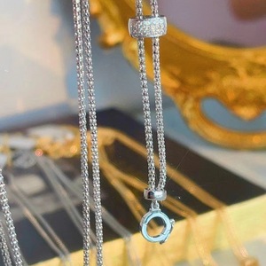Collar de Plata de Ley S925 con un Solo Diamante, Cadena de Clavícula Súper Delgada con Hilo Invisible, Encanto Femenino - Product Image 2