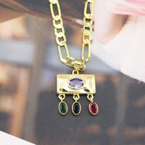 Collana NZ1710 vintage placcata oro 18 carati con occhio turco, occhio di Horus, zirconi cubici, occhio diabolico, gioiello protettivo da donna. - Product Image 3