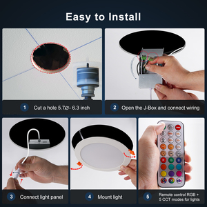 Ultra Slim LED Đèn trần 5 và 6 inch 6 Wát 600LM hồng ngoại điều khiển từ xa RGB nhiều màu thay đổi độ sáng thông minh Đèn Downlight - Product Image 2