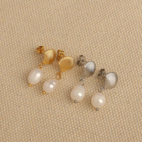 Boucles d'oreilles bohèmes pour femmes, délicates, en forme de coquillage, plaquées or 18 carats, résistantes au ternissement