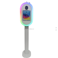 Photomaton ovale DSLR pour iPad avec impression instantanée, boîtier métallique et flight case pour smartphones et appareils photo, idéal pour fêtes, mariages et événements