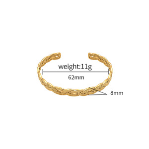 Geometric Gold Bracelet Women's Fashion Jewelry Minimalist Design Titanium Steel 18K Plated Bangles Elegant Style Accessory - Product Image 3