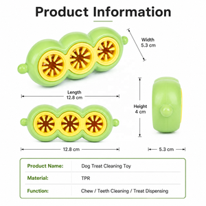 Jouet à mâcher pour chien en forme de coquille de pois, jouet distributeur de friandises, jouet de puzzle, nettoyage dentaire, jouet de dentition en silicone TPR pour chiens de petite à grande taille - Product Image 3