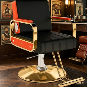 Chaise de barbier réglable en métal avec revêtement en cuir et système hydraulique pour salon commercial et barbier - Product Image 5
