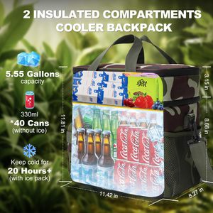 Deenith Custom Logo Men Women Stylish Soft Polyester Waterproof <b>Lunch</b> Insulated Cooler Laptop <b>Backpack</b> 24L <b>Lunch</b> <b>Bag</b> Zipper - Product Image 2