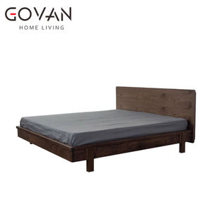 Cama de Madera Nueva Estilo Wabi Sabi, Cama de Madera Maciza de Calidad para Dormitorio - Product Image 1