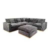 Sofá Modular de 6 Piezas con Base de Madera y Relleno de Plumas