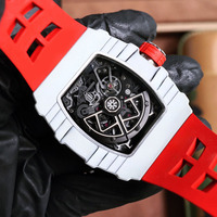 Montres de la série en fibre de carbone de qualité supérieure, très vendues, équipées de mouvements mécaniques importés, montres mécaniques tendance pour hommes