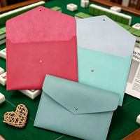 Tas Tangan Hadiah Kekasih Kartu Mahjong Dompet Amplop Kulit PU Tempat Kartu Permainan Aksesori MAHJ untuk Pesta Permainan Meja