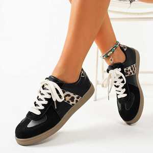 Zapatillas de entrenamiento alemanas retro de talla grande con estampado de leopardo para mujer, de primavera, con punta redonda, informales, al por mayor - Product Image 2