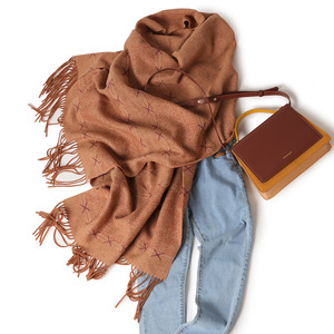 European American Style Women Solid Scarf, Winter Warm Lamb <b>Wool</b> Circle Yarn Casual Shawl - Product Image 5
