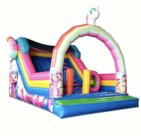 Château gonflable licorne arc-en-ciel avec toboggan, structure de saut pour enfants en PVC commercial pour location de fête