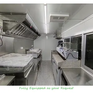 16ft Customizable Mobile Restaurant Trailer Fully Equipped Street BBQ Fryer Mobile Fast Food Trucks Trailers With Full Kitchen