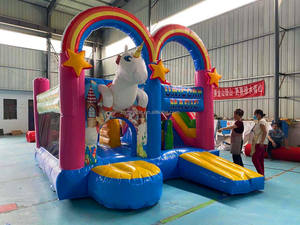 Château Gonflable Licorne Commercial Combo avec Toboggan, Rainbow Bouncy Jumper pour <span class=keywords><strong>Location</strong></span> Fêtes Enfants - Product Image 2