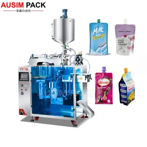 Automatic Stand Up Bags Juice Milk Liquid Spout Pouch Filling Machine