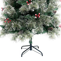 Arbre de Noël sur pied en PVC personnalisé avec fruits rouges effet neige, grand modèle à brancher pour centres commerciaux et espaces commerciaux