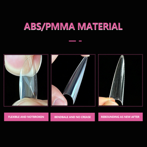 Faux ongles JIEYU PMMA/ABS en gros, faciles à retirer, transparents, longs, demi-couverture, faits à la main, à presser, professionnels, pour femmes - Product Image 5