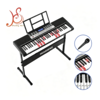 Clavier électronique HUASHENG 61 touches avec éclairage, écran LCD et support de microphone pour débutants et enfants