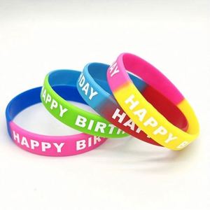 Bracelets en caoutchouc colorés, bracelets extensibles en silicone, logo personnalisé pour adultes et enfants, fête d'anniversaire - Product Image 2