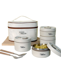 Boîte à lunch isotherme portable en acier inoxydable avec couvercle, compatible micro-ondes, isolation de 4 heures, anti-fuite, récipient à soupe