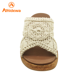 2026 personnalisation de la mode sandales compensées à sangle en tricot pour femmes avec plate-forme en liège - Product Image 3