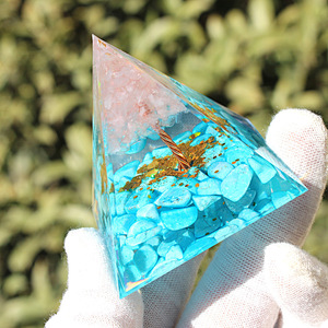 <b>Crystal</b> <b>Tree</b> Pyramid Resin Epoxy Craft 5cm 6cm Turquoise Rose Quartz Feng Shui Desktop Ornament Gift - Product Image 4