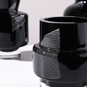 Jarrón de Vidrio Negro Soplado a Mano <span class=keywords><strong>BRAVO</strong></span>, Textura Plateada, Estilo Artístico Moderno y Lujoso, Jarrón Decorativo para el Hogar, Sala de Estar, Hotel - Product Image 4