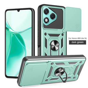 Funda Magnética Antigolpes para Teléfono con Anillo, Diseño <span class=keywords><strong>de</strong></span> Armadura, TPU+PC, con Cubierta Deslizante para Cámara, para Honor 400 Lite, <span class=keywords><strong>Oro</strong></span> Rosa y Negro - Product Image 5