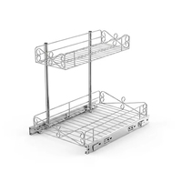 Organisateur coulissant multifonctionnel et détachable en métal à double niveau, moderne et durable, pour évier de cuisine, pour le rangement des couverts et le nettoyage