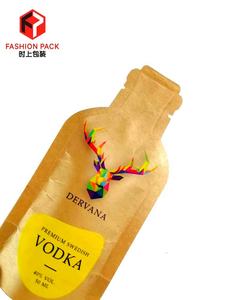 Bottiglia di Vodka dell'alcool del sacchetto della bevanda del vino su ordinazione del sacchetto di carta Kraft marrone di forma speciale - Product Image 3