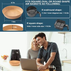 Revestimiento de papel desechable para freidora de aire, 100 Uds., freidora de aire redonda, inserto de horno, hojas de pergamino, papel para hornear grasa para freidora de aire - Product Image 3
