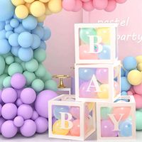 Boîte à lettres pour nom de bébé, 4 pièces, boîte transparente pour révélation du sexe, pour anniversaire, mariage, fête prénatale, décoration de fête, fournitures de fête