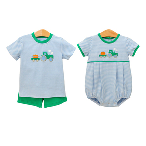Camion personnalisé citrouille enfants garçons Shorts vêtements tenues enfant en bas âge bébé bulle barboteuse en gros frère correspondant vêtements - Product Image 4