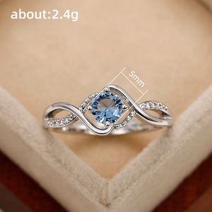 Anello Elegante a Forma d'Onda di Colore Blu per Donne - Product Image 5