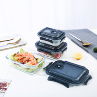 Ensemble de contenants alimentaires en verre, couvercles hermétiques, empilables pour la rentrée scolaire, la préparation des repas en cuisine, la pâtisserie et la conservation des aliments
