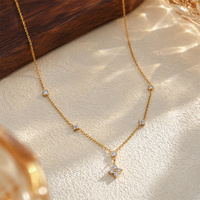 Colliers en acier inoxydable avec pendentif en cristal pour femmes, accessoires de cou tendance et étanches, bijoux de mode, cadeau