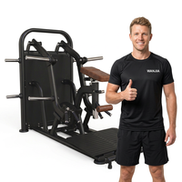 Máquina de remo iso-lateral de baja resistencia para entrenamiento de espalda con carga de placas de acero, equipo comercial de gimnasio para entrenamiento de fuerza y seguridad.