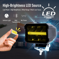Phare LED de travail tout-terrain à lentille jaune pour semi-remorque et camion, éclairage auxiliaire de conduite