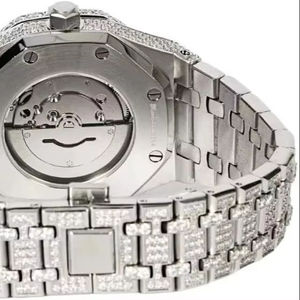 남성용 럭셔리 고급 스테인리스 스틸 VS 모이사나이트 스켈레톤 힙합 시계 기계식 무브먼트 20mm 밴드 폭 앤티크 글래스 - Product Image 5