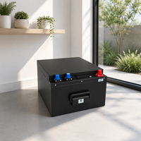 Batterie LiFePO4 9,6 kWh 48 V à décharge profonde, grade A, BMS intelligent, application Bluetooth, protection IP65, 200 Ah, empilable