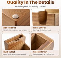 Support de notes adhésives en bois d'acacia en forme de cube avec fente pour stylo, distributeur de notes adhésives 3x3 pour bureau, organiseur de rangement antidérapant